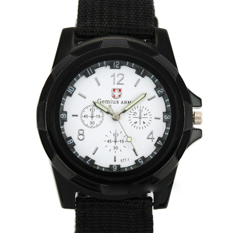 Military sport watch close-up of dial and strap