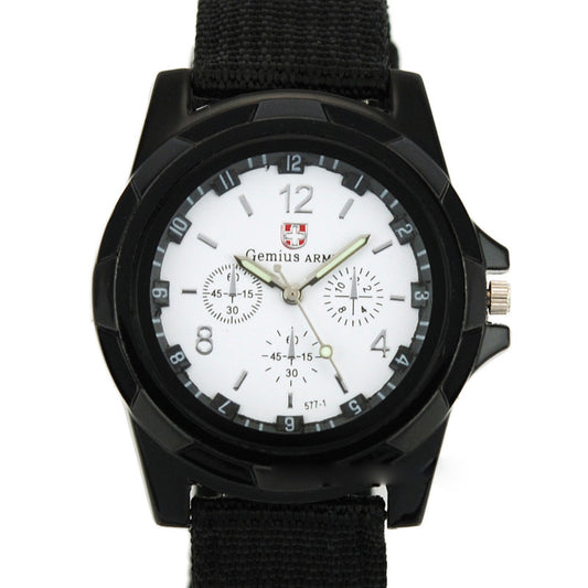 Men's Military Sport Quartz Watch – Luminous Hands, Nylon Strap, 40.5mm