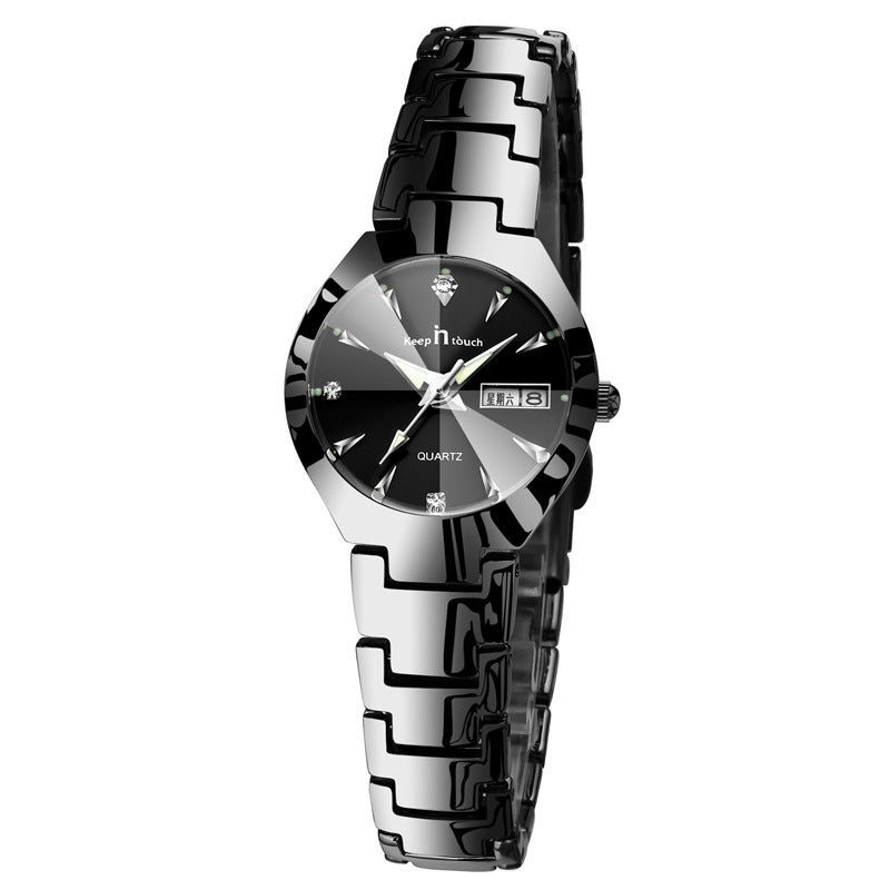 Luminous Couple Quartz Watch – Calendar, 30M Waterproof, 38mm Dial