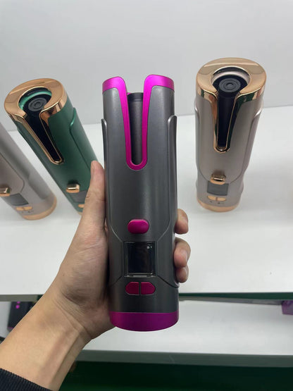 Cordless Auto Hair Curler – LCD Display, Ceramic Rotating Styler