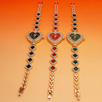 Heart bracelet and quartz watch set worn on wrist