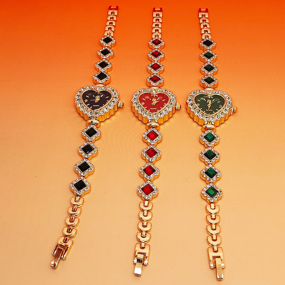 Heart bracelet and quartz watch set worn on wrist
