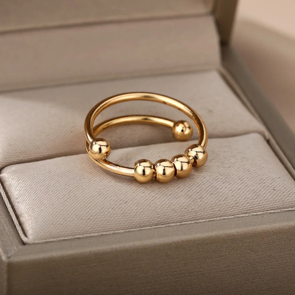 stainless steel spinner anxiety ring, adjustable - view 2