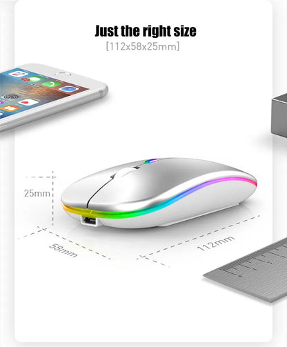 Prime Deal Zone wireless rechargeable silent LED backlit optical mouse with Bluetooth and 2.4GHz receiver for PC and laptop use