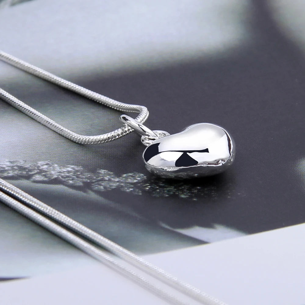 Silver heart pendant necklace with snake chain, 16-30 inch, for women, wedding charm, Prime Deal Zone jewelry.
