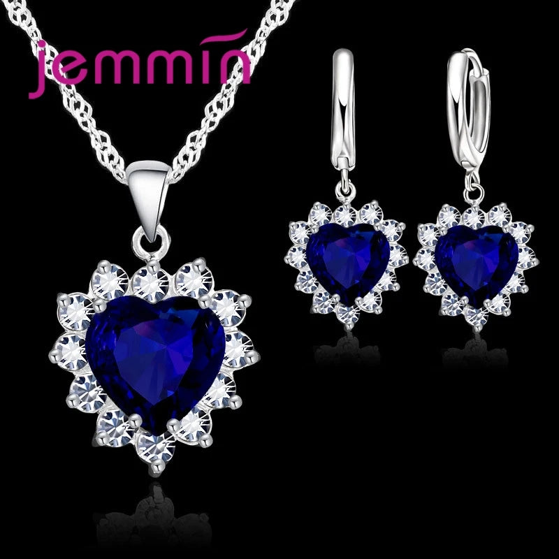 silver-tone heart pendant and hoop earrings jewellery set - view 11