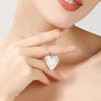 Sterling silver photo frame pendant necklace with snake chain in 18-24 inches, stylish wedding jewelry for women