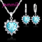 silver-tone heart pendant and hoop earrings jewellery set - view 2