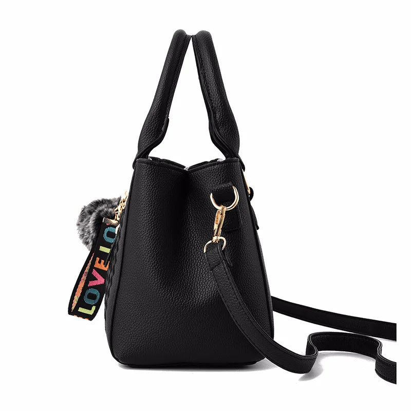 Leather embroidery messenger bag for women with hand-stitched design, stylish ladies' handbag for everyday use.