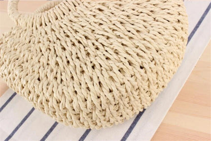 Handmade half-round rattan straw bag for women, Prime Deal Zone summer messenger crossbody bag with woven straw design.