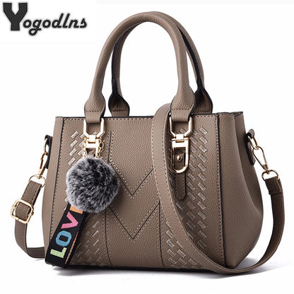 Leather embroidery messenger bag for women with hand strap, stylish women's handbag by Prime Deal Zone featuring detailed embroidery.