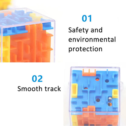 Mini 3D maze magic cube from Prime Deal Zone featuring transparent sides and a rolling ball for stress relief and puzzle play.