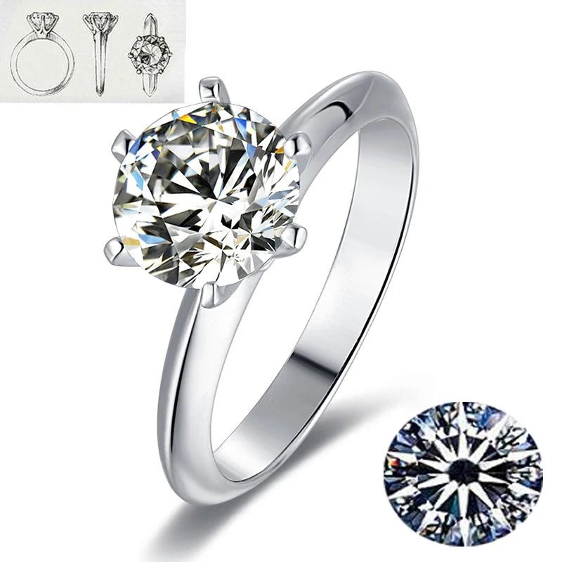 Sterling silver moissanite solitaire ring, prong setting - view 6