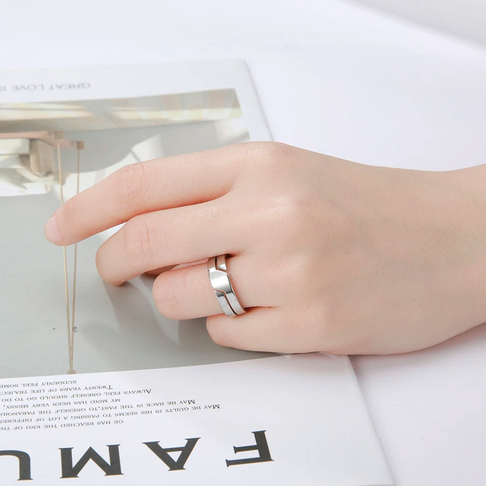 stainless steel minimalist band ring - view 4