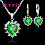 silver-tone heart pendant and hoop earrings jewellery set - view 5