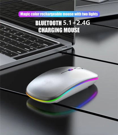 Wireless Prime Deal Zone rechargeable silent LED backlit optical mouse with Bluetooth and 2.4GHz receiver for PC and laptop use