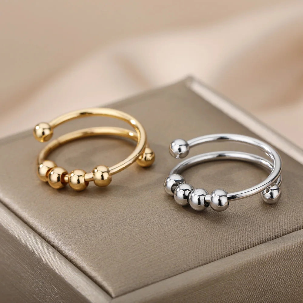 stainless steel spinner anxiety ring, adjustable - view 1