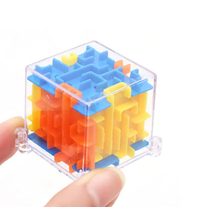 Mini 3D maze magic cube by Prime Deal Zone, transparent puzzle cube with a rolling ball for stress relief and brain teaser fun.