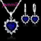 silver-tone heart pendant and hoop earrings jewellery set - view 3