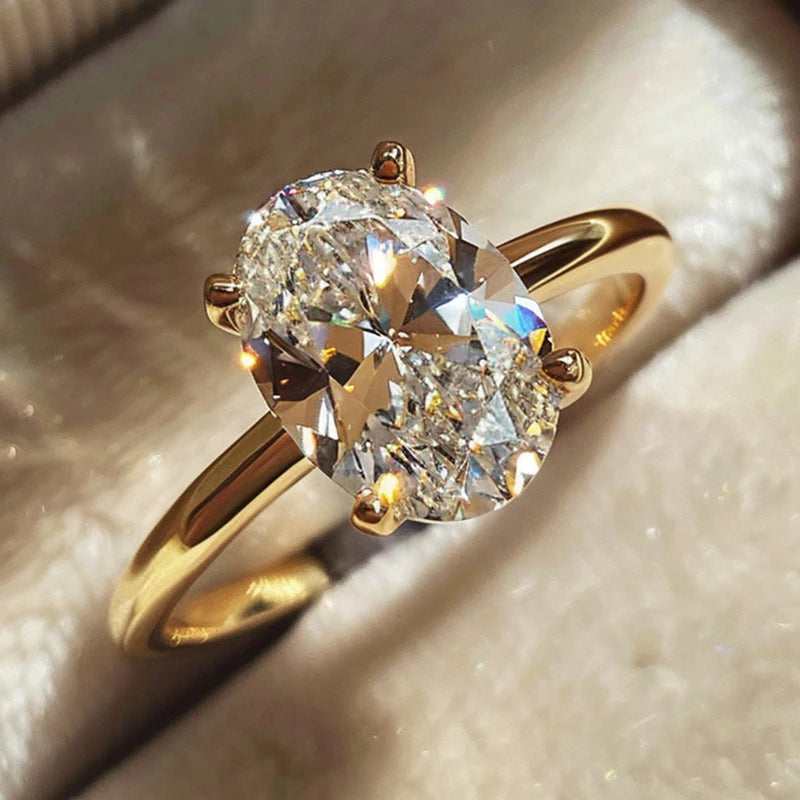925 sterling silver oval zircon ring, prong set - view 7