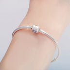 925 sterling silver snake chain bracelet, smooth - view 8