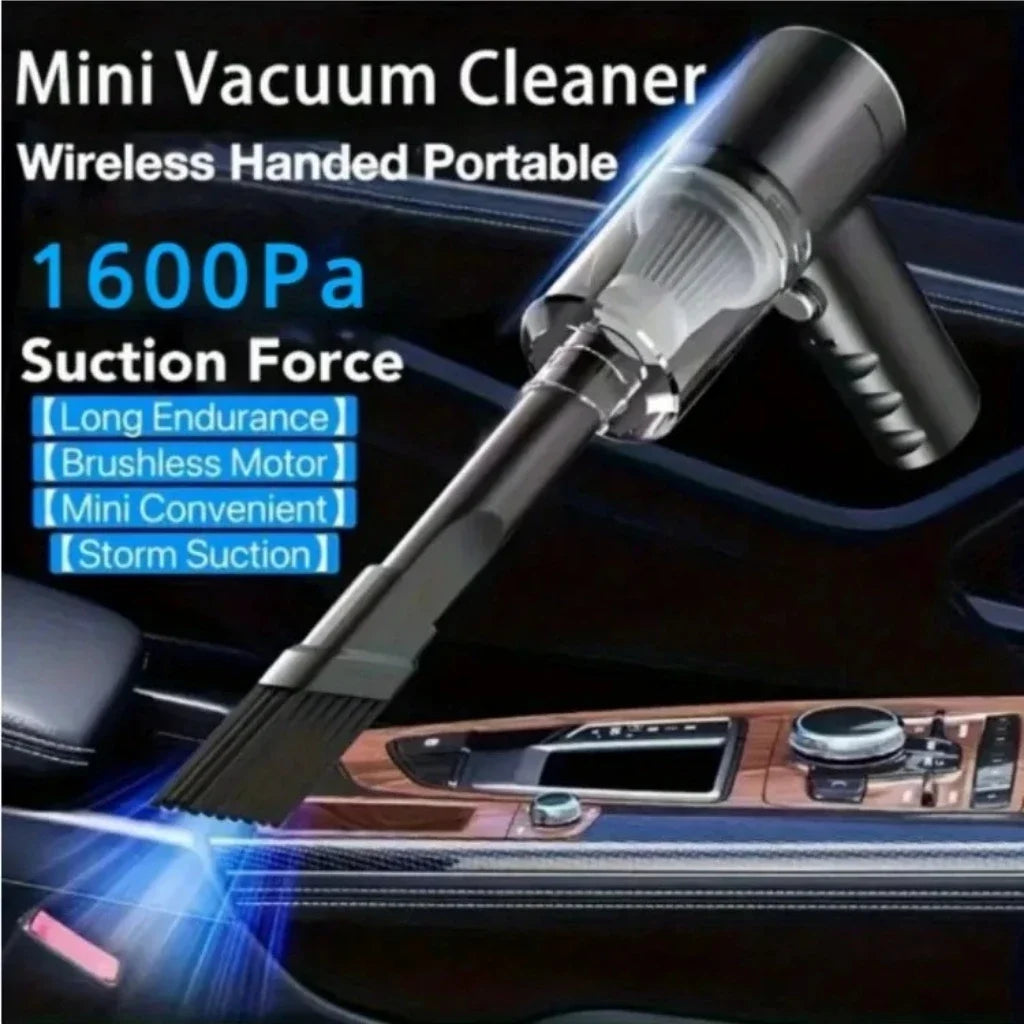 Prime Deal Zone 3-in-1 handheld vacuum cleaner with suction and blowing functions, USB rechargeable for car and household cleaning.