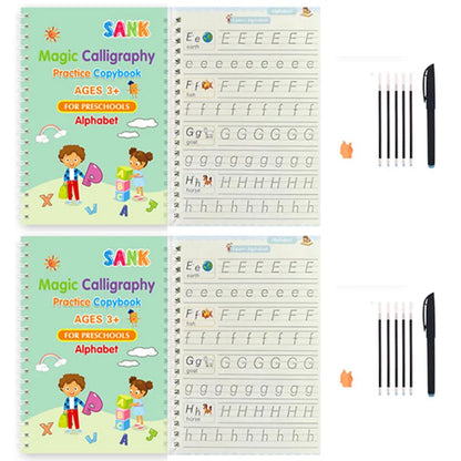 Prime Deal Zone Sank Magic Practice Copybook for Kids with calligraphy pen, reusable writing book for preschool children.