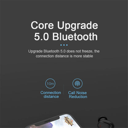 Wireless Bluetooth A6S earphones with touch controls and LED display, stereo sound for Xiaomi and Huawei sports use.