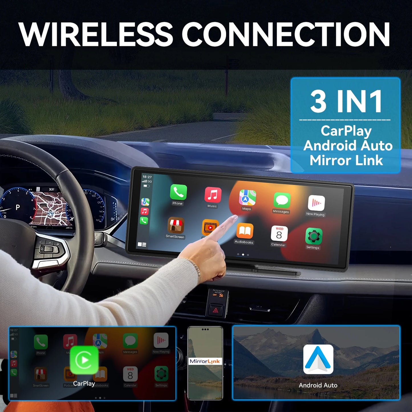 Prime Deal Zone Pionray 7/10-inch Android Auto and Wireless CarPlay screen for car radio and video integration