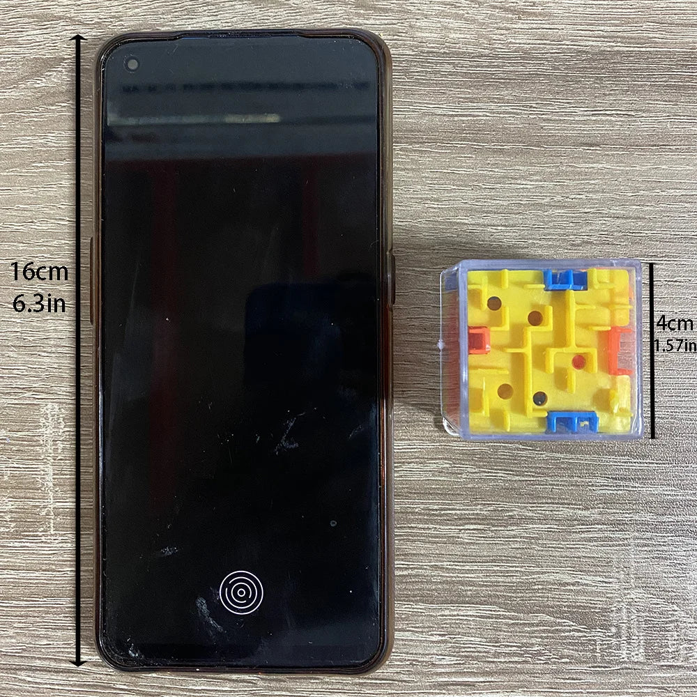 Prime Deal Zone mini 3D maze magic cube with transparent sides, rolling ball puzzle and stress-relief toy for children.