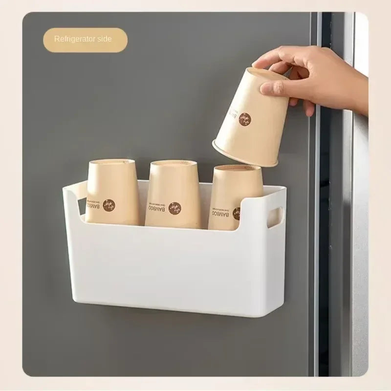 Prime Deal Zone non perforated cling film rack mounted inside kitchen cabinet for organizing cling films and kitchen wraps.
