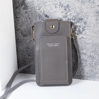 Prime Deal Zone 2024 solid color women's shoulder bag with mobile phone and card slots, simple fashion design for everyday use.