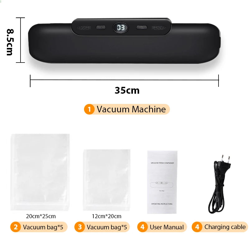 Prime Deal Zone SaengQ vacuum sealer packaging machine with vacuum bags for sealing food in household kitchen.