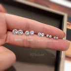Sterling silver CZ stud earrings, round cubic zirconia - view 1