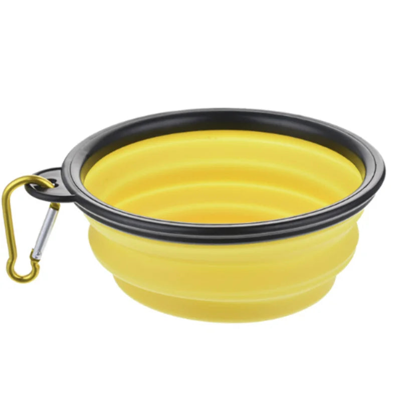 Prime Deal Zone portable pet food bowl made of durable TPR and silicone, collapsible for cats and dogs during travel or outdoor use.