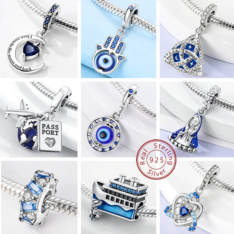 925 sterling silver charm beads, mixed dangle designs - view 4