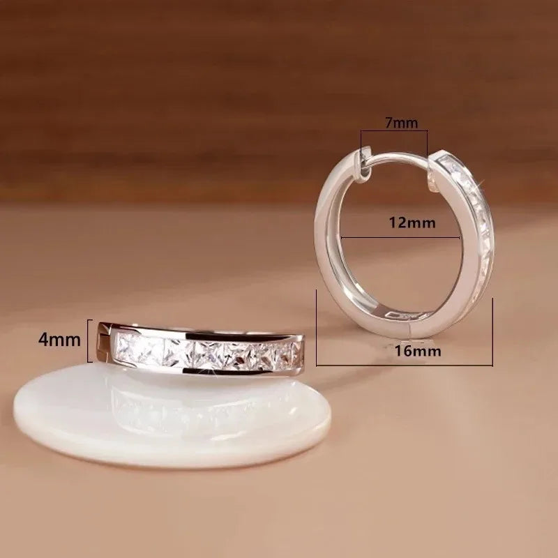 Sterling silver zircon circle stud earrings - view 7