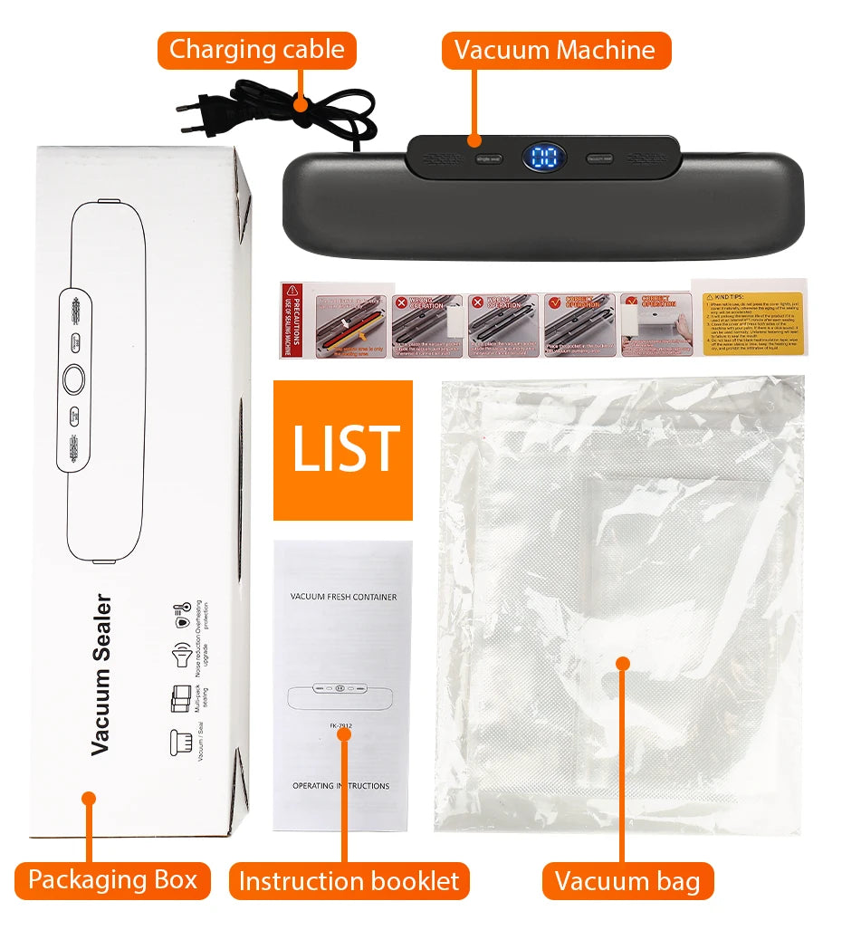Prime Deal Zone SaengQ vacuum sealer packaging machine with 10 vacuum bags for food preservation in household kitchen.