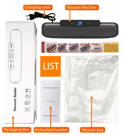 Prime Deal Zone SaengQ vacuum sealer packaging machine with 10 vacuum bags for food preservation in household kitchen.