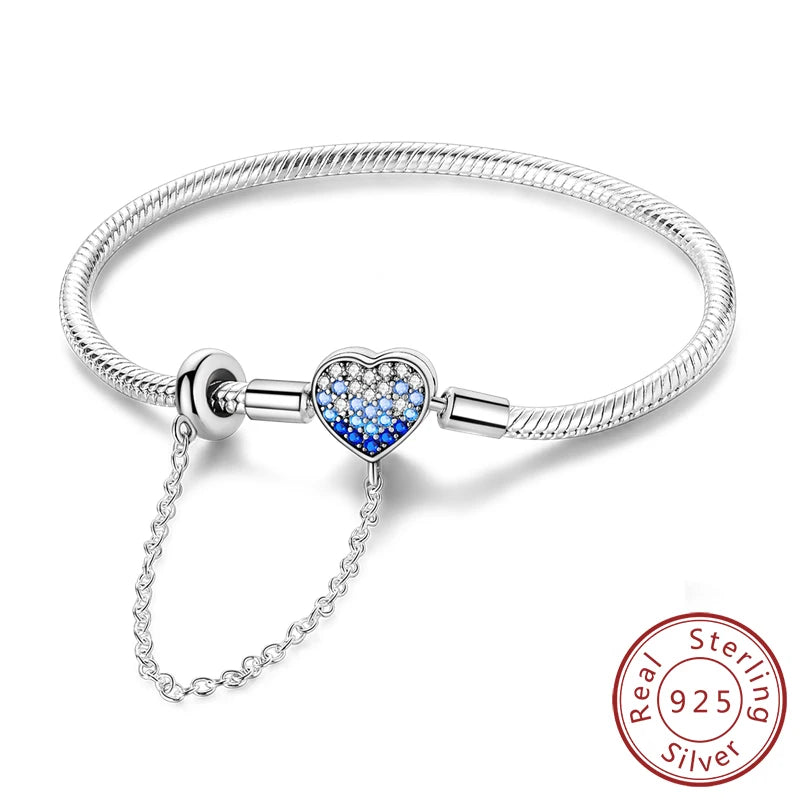 925 Sterling Silver Charm Bracelet — Pavé Zirconia, 17–20cm