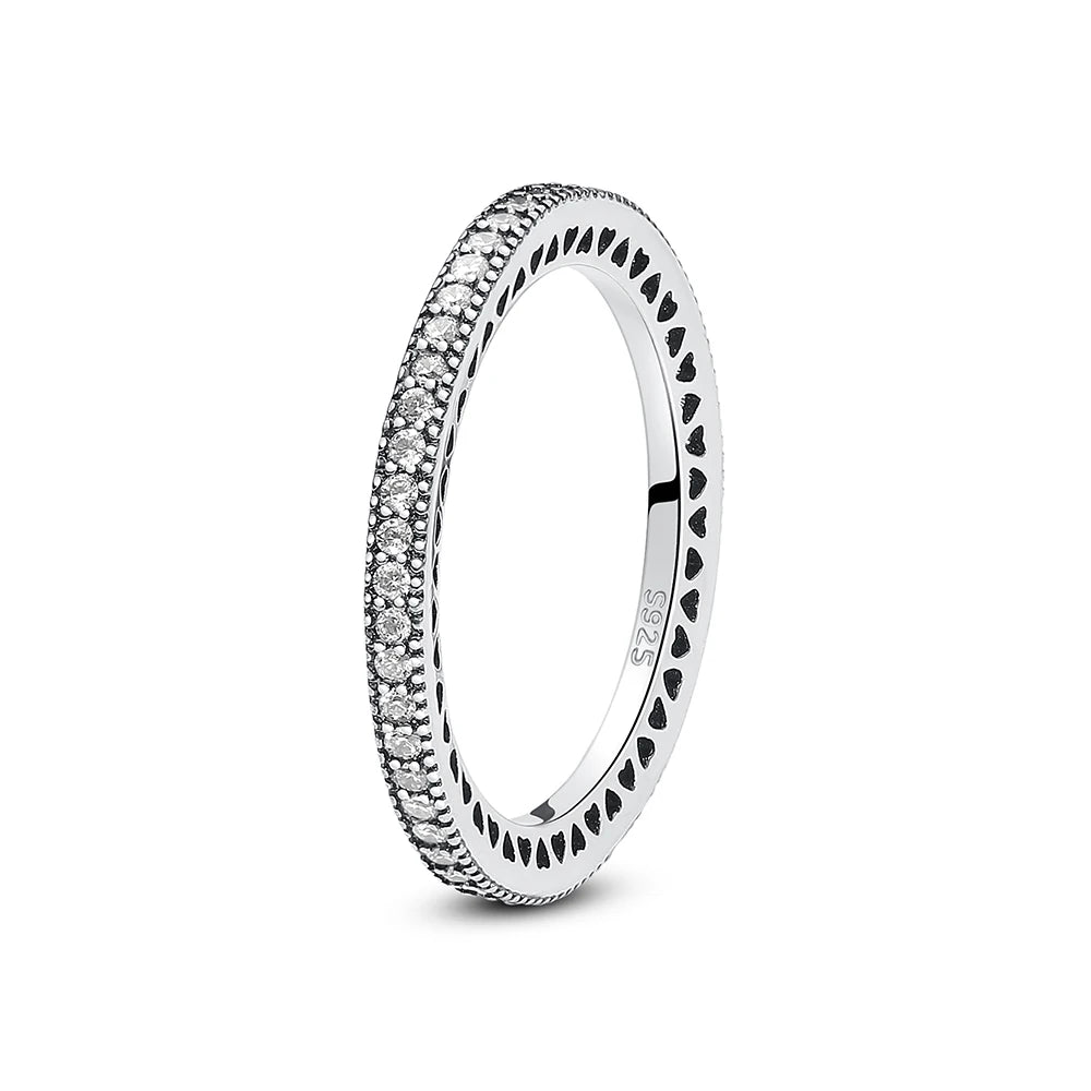 925 Sterling Silver Crown Heart Ring with Zircon