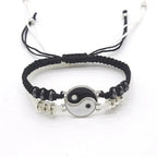 yin yang couple bracelet set, black and white rope - view 5