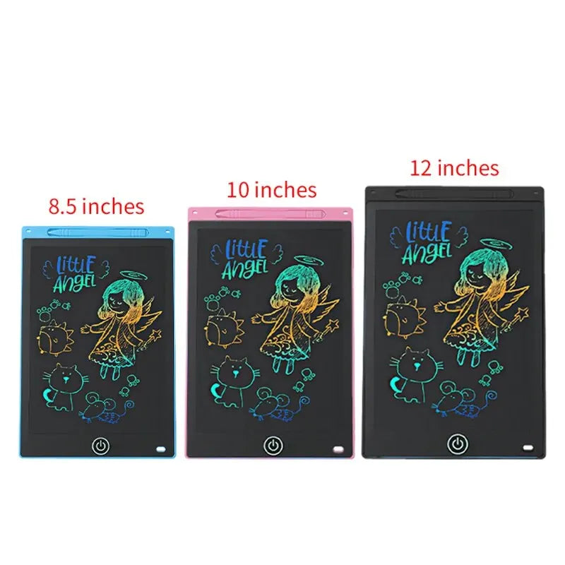 Multi-size LCD writing tablet for kids by Prime Deal Zone, 6.5 to 12 inches, reusable drawing board with lock and erase features.