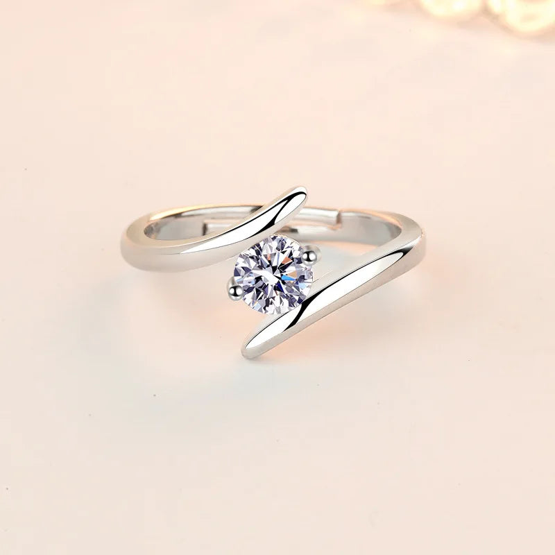 925 sterling silver zircon cocktail ring, geometric tension setting - view 3