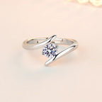 925 sterling silver zircon cocktail ring, geometric tension setting - view 3