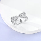 925 sterling silver star ring stacked on finger