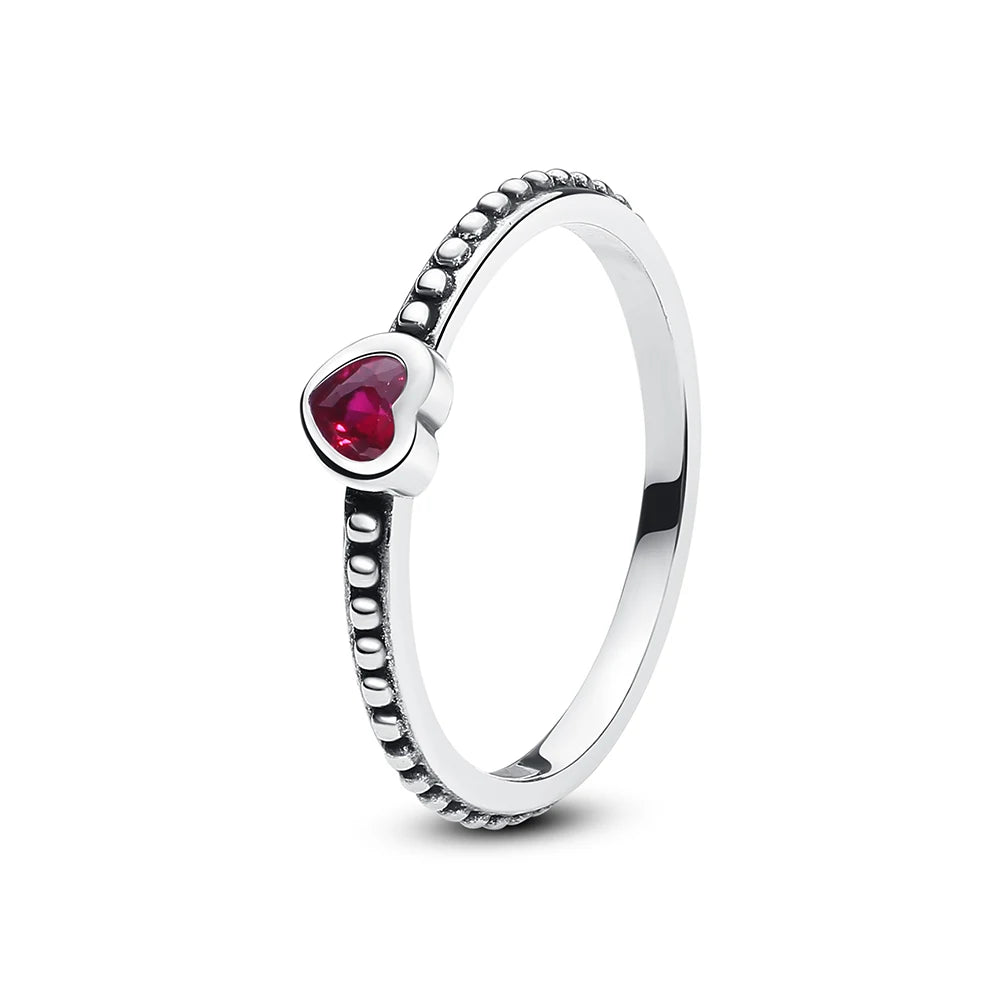 925 Sterling Silver Crown Heart Ring with Zircon