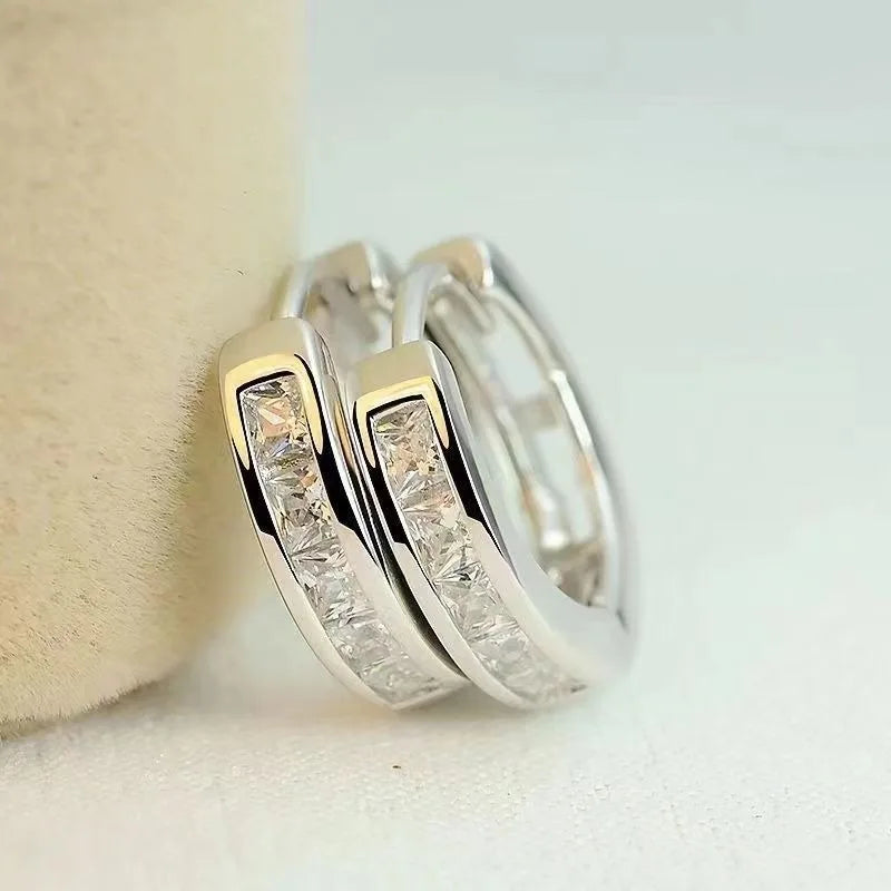 Sterling silver zircon circle stud earrings - view 17