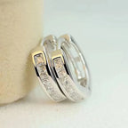 Sterling silver zircon circle stud earrings - view 17