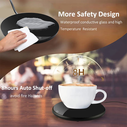 Prime Deal Zone USB mug warmer with thermostatic heating for coffee, tea, or milk in a sleek electric cup coaster design